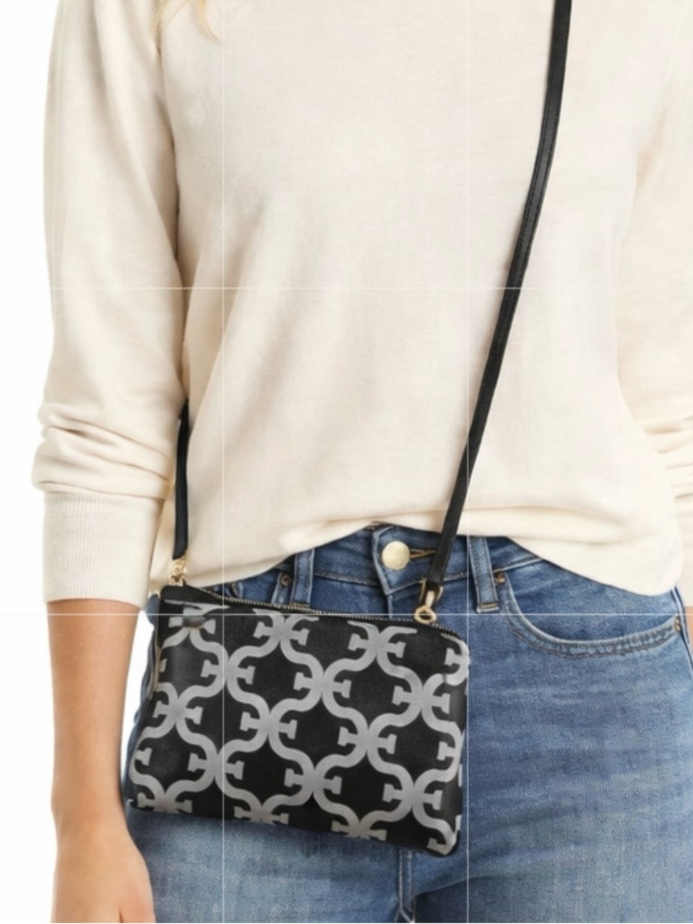 NWT Sam Edelman Heritage Signature Multi Crossbody Bag Black Logo Pouch